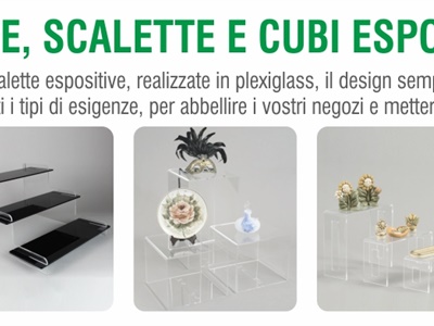 alzate, cubi, scalette espositive