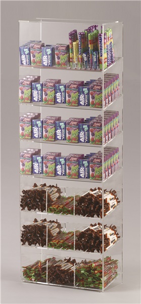 Espositore contenitore da banco a 4 piani per caramelle, dolciumi, snack,  accendini, gomme, pacchetti