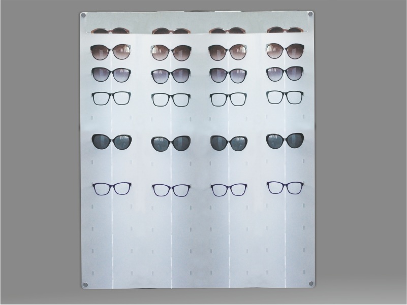 espositore per occhiali da parete a 44 postazioni, plexiglass satinato -  RBT Espositori