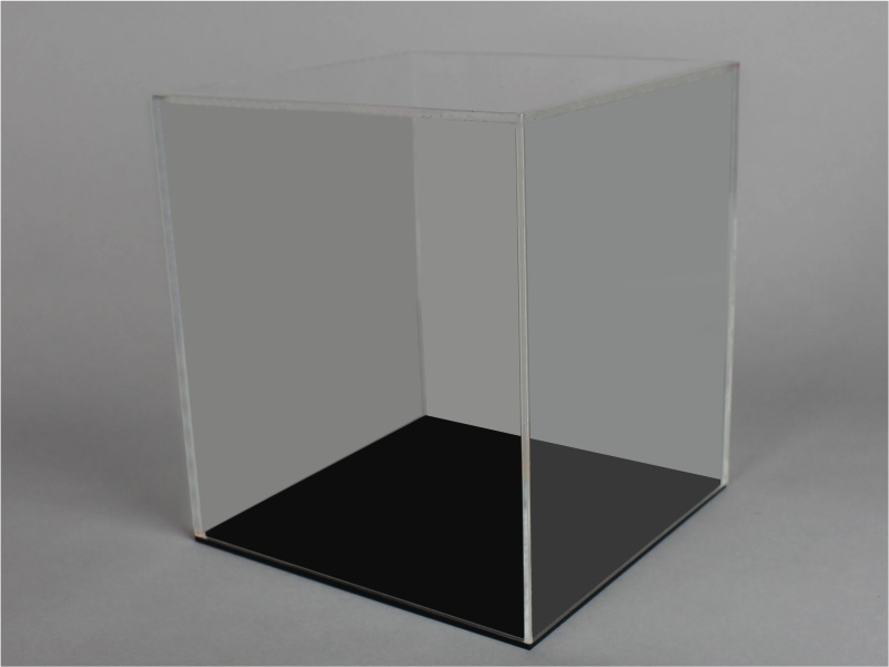 TECA TRASPARENTE CON BASE NERA F.to 15 x 15 x H 15cm